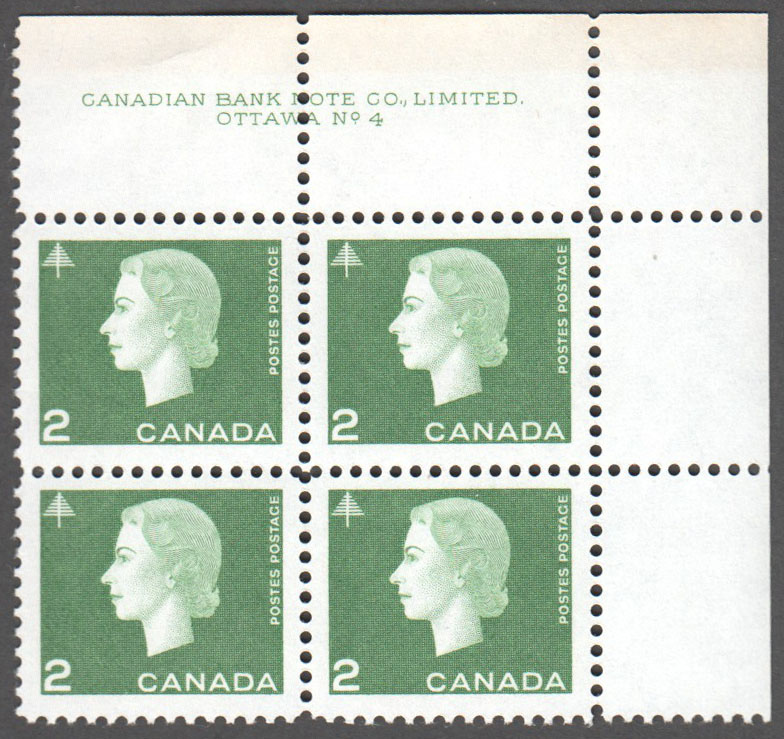 Canada Scott 402 MNH PB UR Pl.4 (A9-12) - Click Image to Close